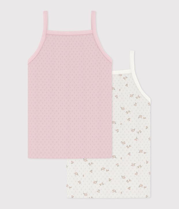 Set di canotte bambina in cotone traforato a fiori multicolore