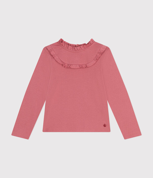 T-shirt a maniche lunghe a costine bambina rosa