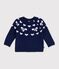 Maglione in misto lana e cotone con fantasia a fiocchi neonato blu/ecru