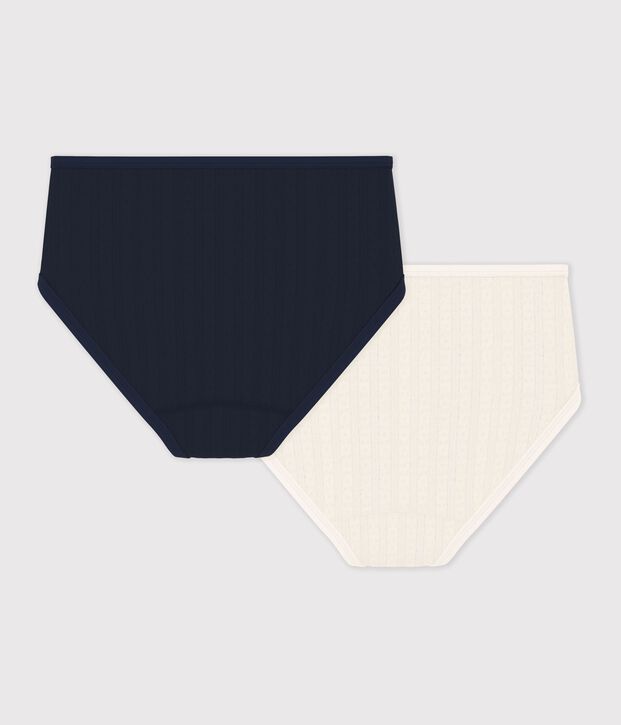 Set di slip a vita alta in cotone traforato donna multicolore