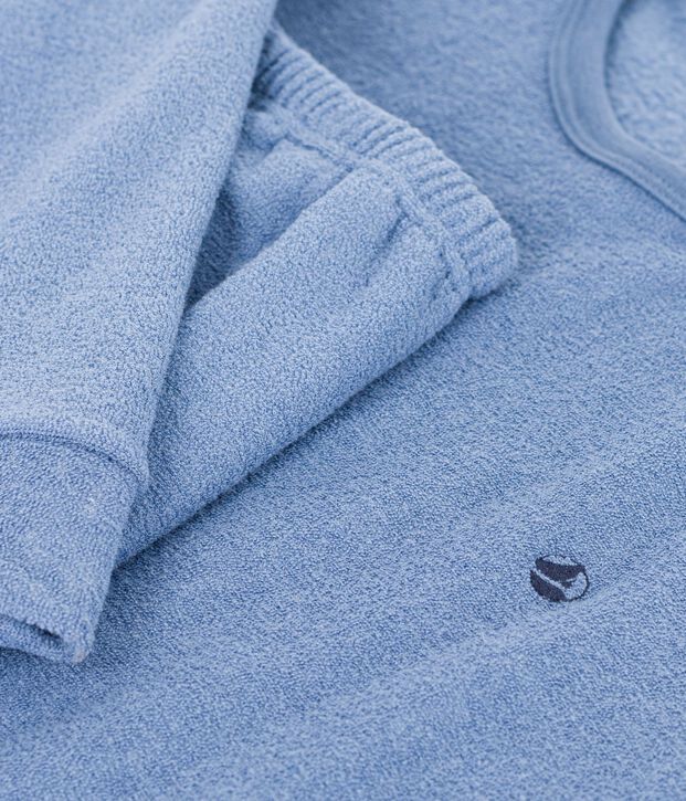 Pigiama in spugna di cotone tinta unita bambino blu