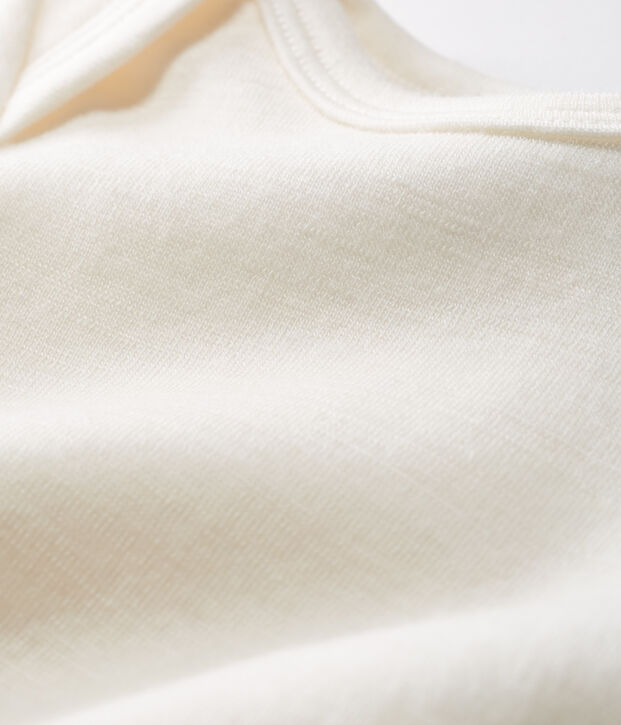 Body lungo beb&egrave; in lana e cotone beige