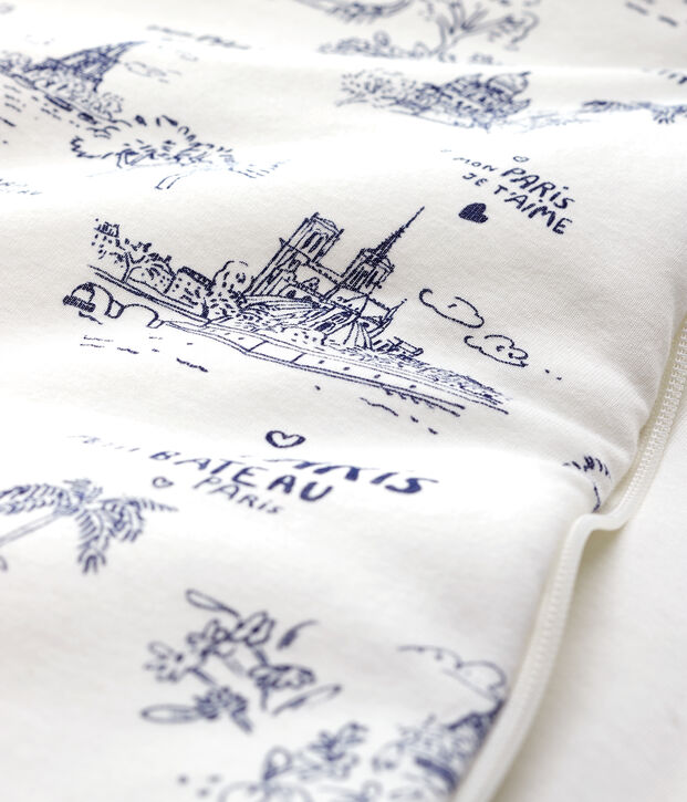 Sacco nanna tela di Jouy Parigi beb&egrave; in costina bianco/blu