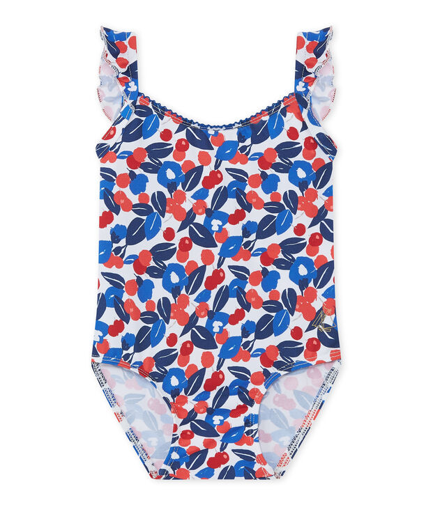 Costume da bagno beb&eacute; bambina a fiori bianco/multicolore