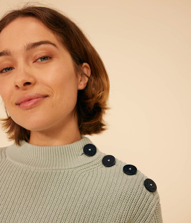 Maglione a costa inglese in cotone Donna verde