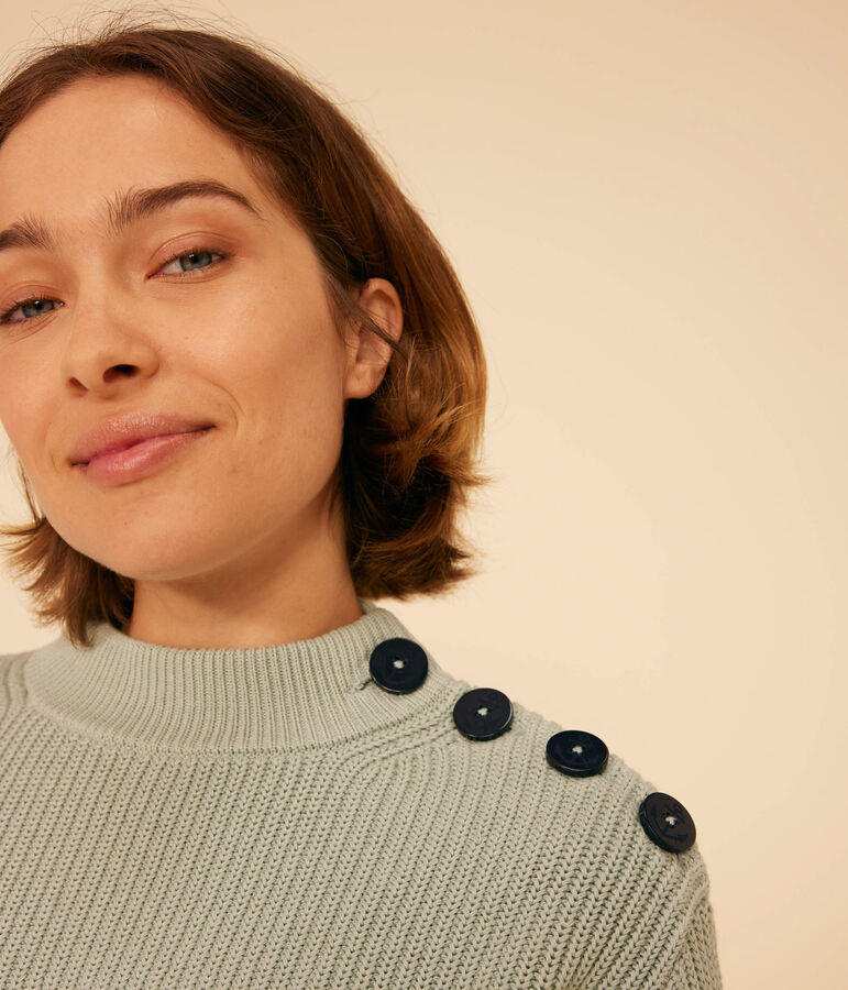 Maglione a costa inglese in cotone Donna verde