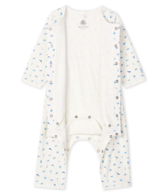 Bodyjama senza piedi bebè a costine bianco MARSHMALLOW/bianco MULTICO
