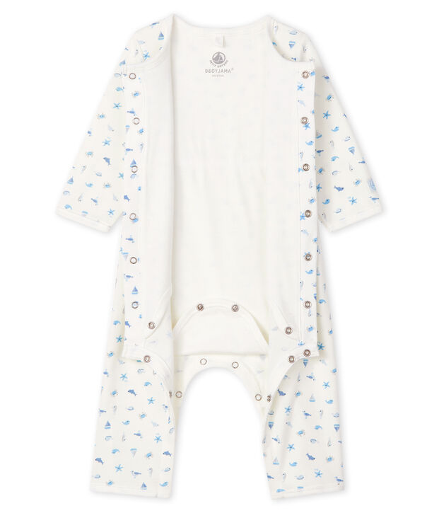 Bodyjama senza piedi beb&egrave; a costine bianco/multicolore