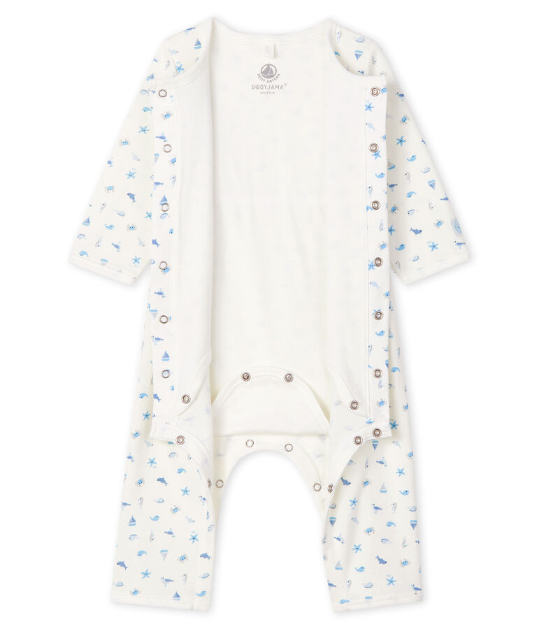 Bodyjama senza piedi beb&egrave; a costine bianco/multicolore