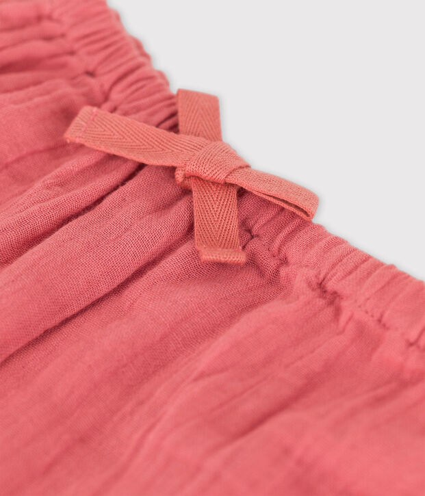 Pantaloni beb&egrave; alla turca in garza di cotone biologico tinta unita rosa