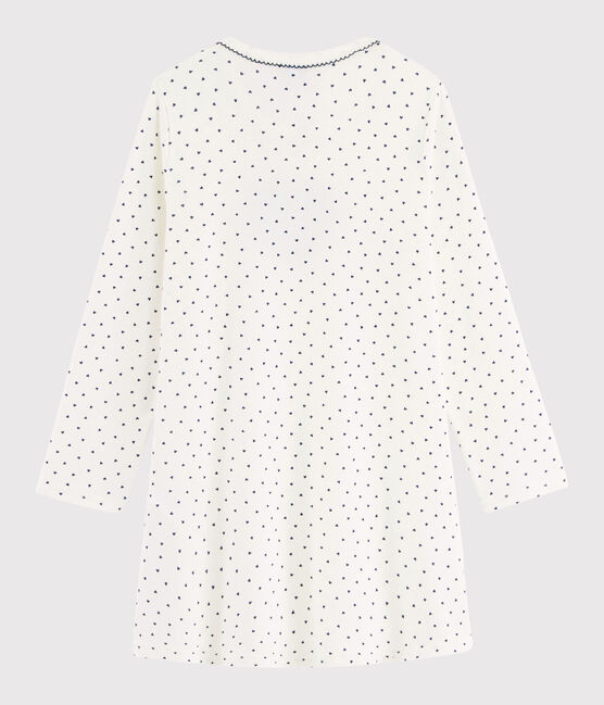 Camicia da notte cuoricini bambina a costine bianco MARSHMALLOW/blu MEDIEVAL