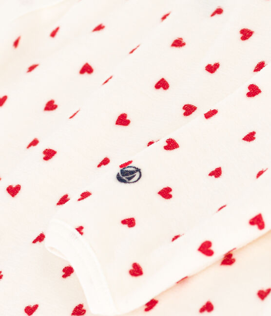 Pigiama bebè in ciniglia con cuore bianco MARSHMALLOW/rosso TERKUIT