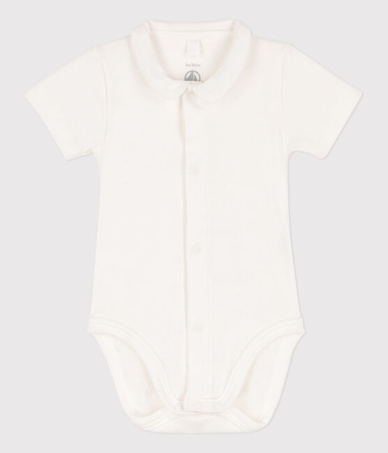 Body bebè a manica corta con colletto in cotone bianco MARSHMALLOW