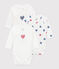 Set da 3 body incrociati a maniche lunghe in cotone con cuori a righe neonato variante 1