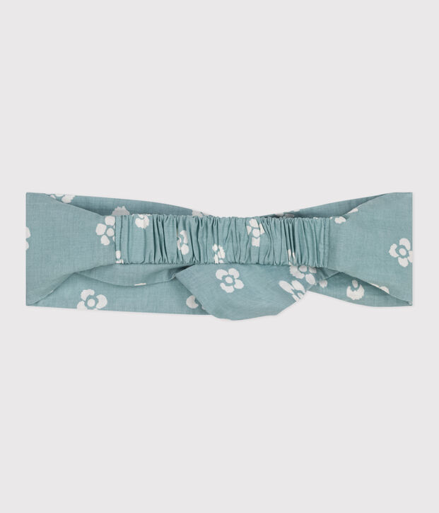 Fascia in popeline con stampa a fiori bambina verde/bianco