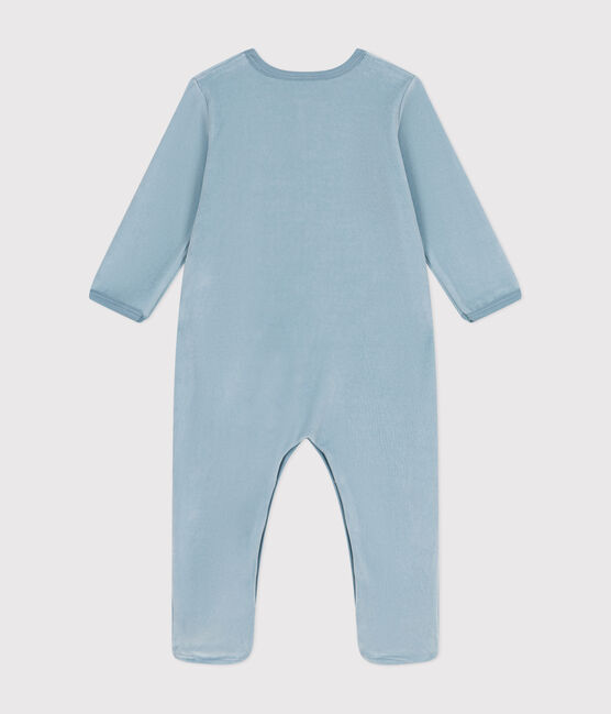 Tutina pigiama neonato in ciniglia blu ENNEIGE