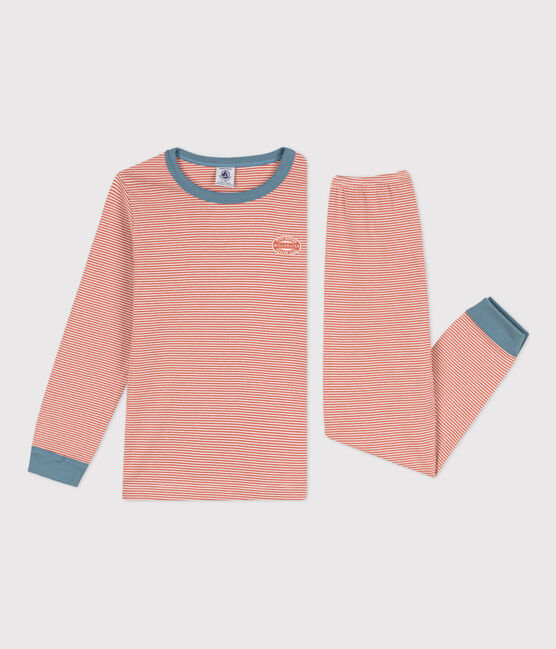 Pigiama millerighe unisex in cotone rosa BRANDY/bianco MARSHMALLOW