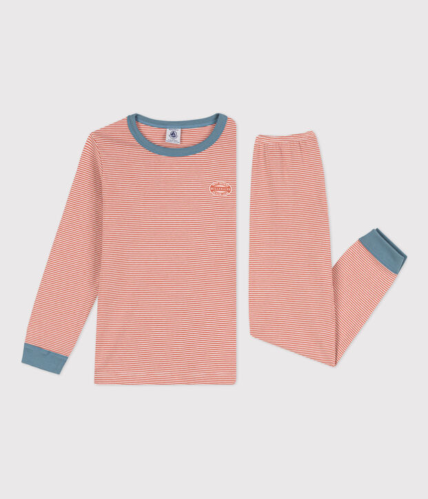Pigiama millerighe unisex in cotone rosa/bianco