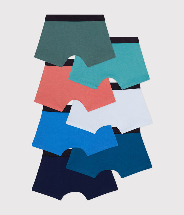 Confezione da 7 boxer in cotone a tinta unita bambino multicolore