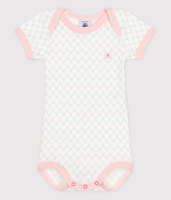 Body manica corta bebè bambina bianco ECUME/bianco MULTICO