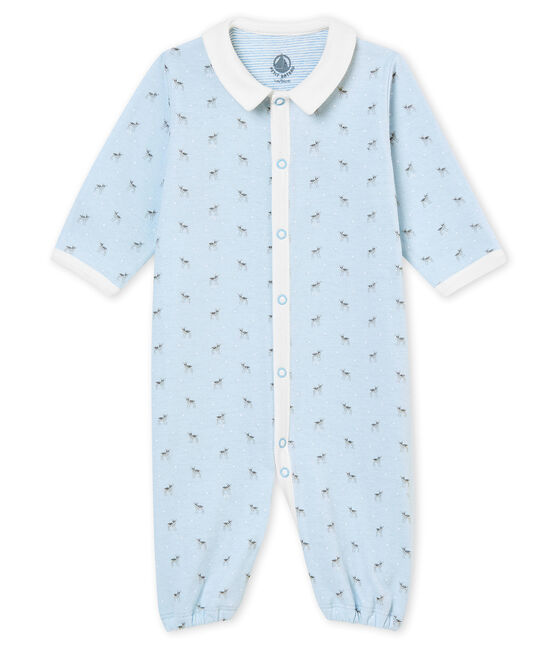 Combisac stampato per bebé maschio in tubique blu FRAICHEUR/bianco MULTICO