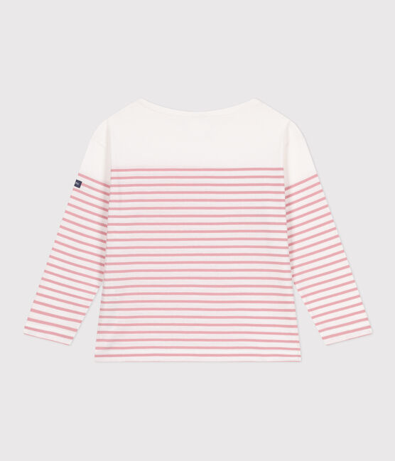 Marinière a maniche lunghe in cotone bambino bianco MARSHMALLOW/rosa CHARME
