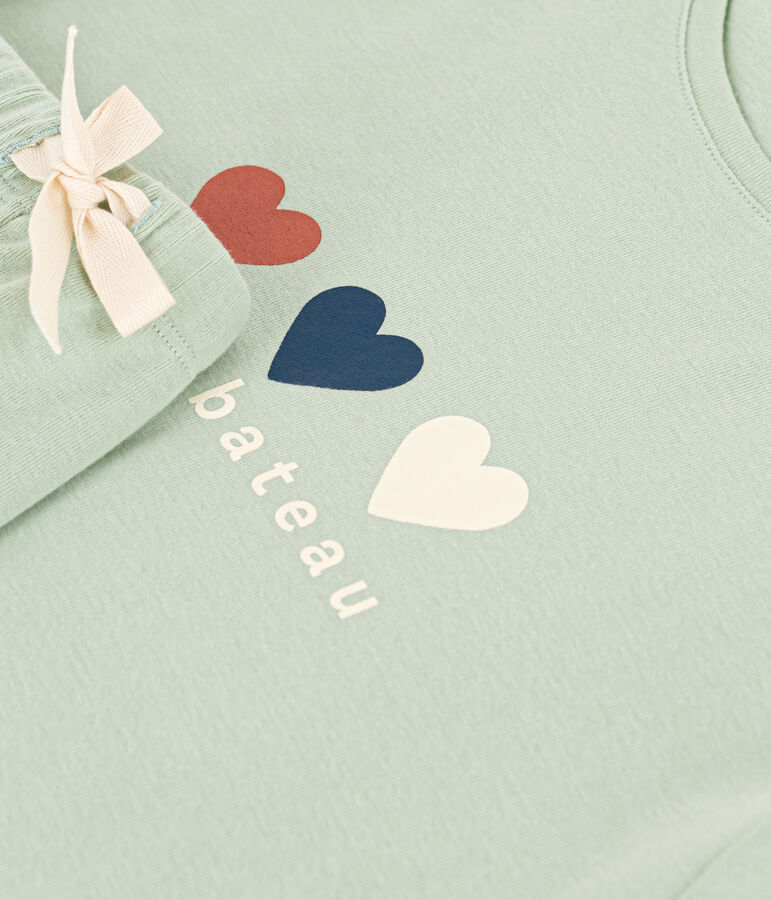 Pigiama short e t-shirt in cotone a tinta unita donna verde