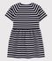 Abito bambina a maniche corte in cotone blu SMOKING/bianco MARSHMALLOW
