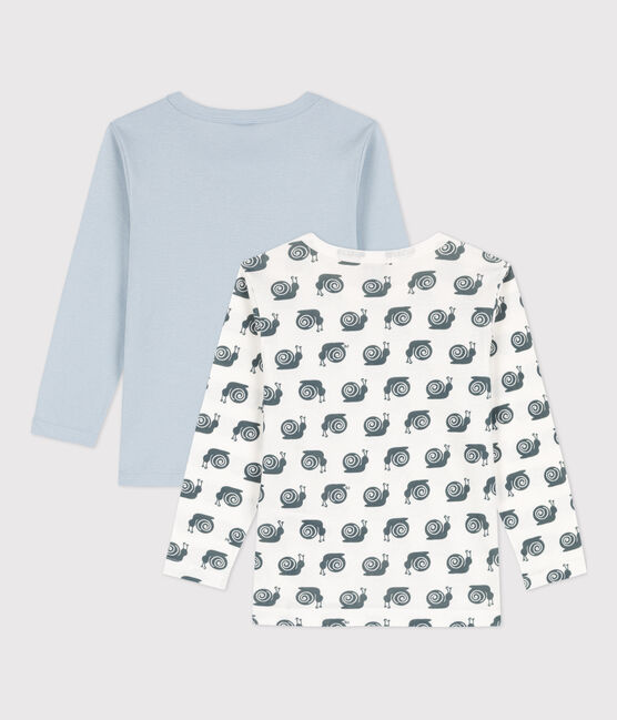 Confezione da 2 T-shirt a maniche lunghe bimbo, fantasia lumache, cotone variante 1