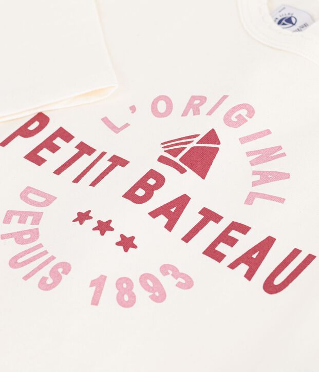 T-shirt a maniche lunghe in cotone tinta unita neonato MILK