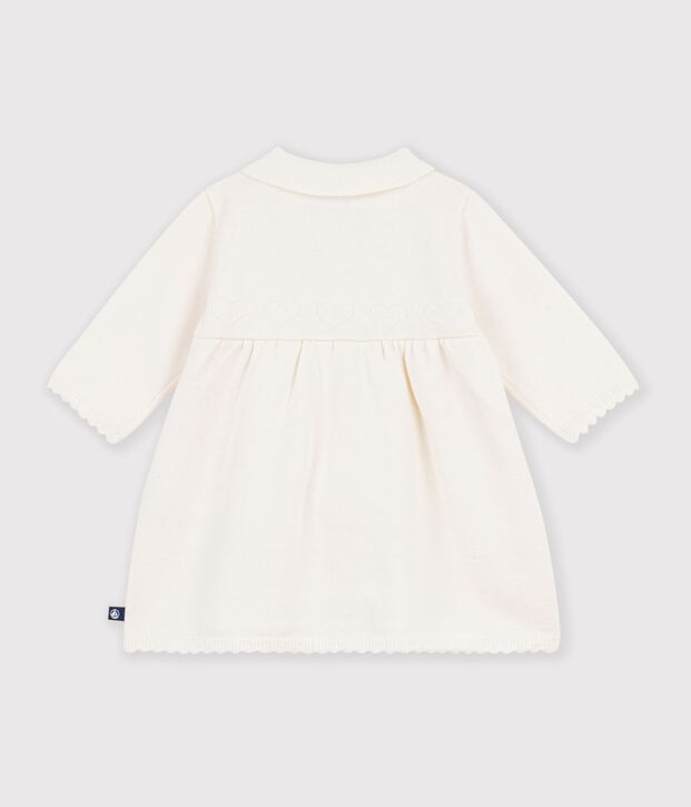 Abito con colletto in maglia tinta unita neonata bianco