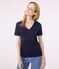 T-shirt Iconica a maniche corte a coste tinta unita donna blu SMOKING