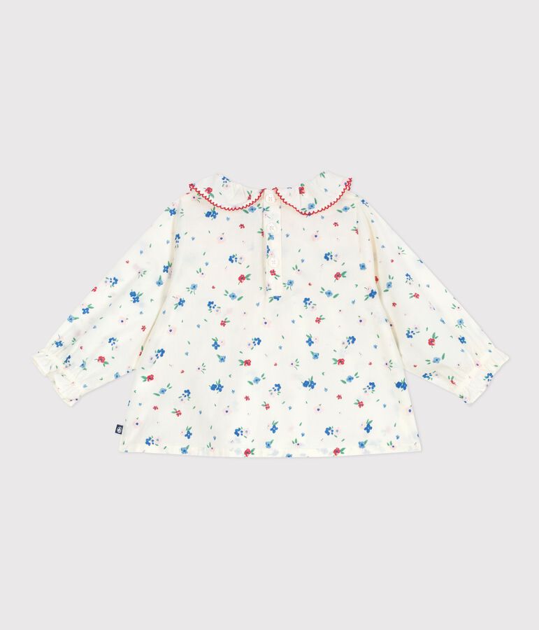 Blusa a maniche lunghe in cotone con stampa a fiori neonata bianco MARSHMALLOW/bianco MULTICO