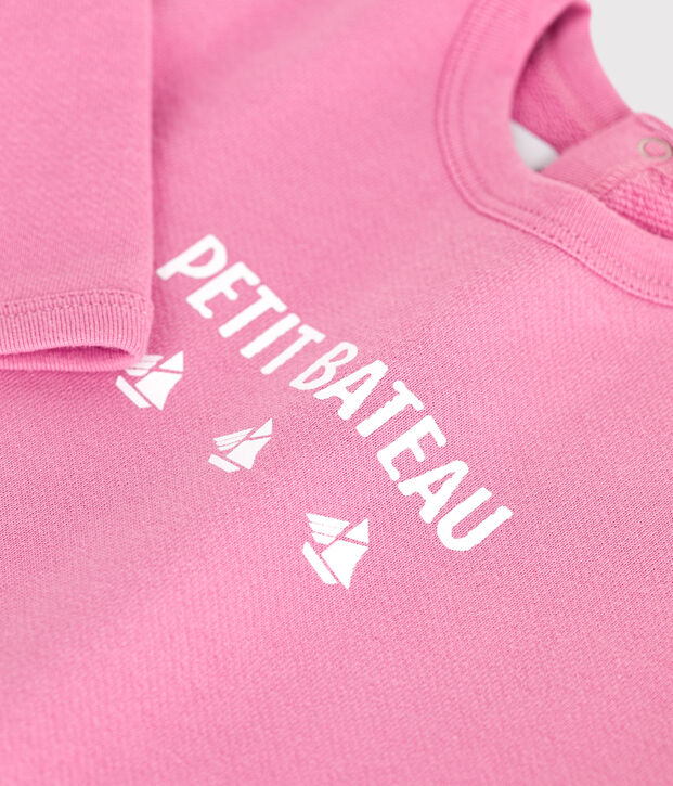 Felpa in cotone con motivo vintage Petit Bateau neonata rosa