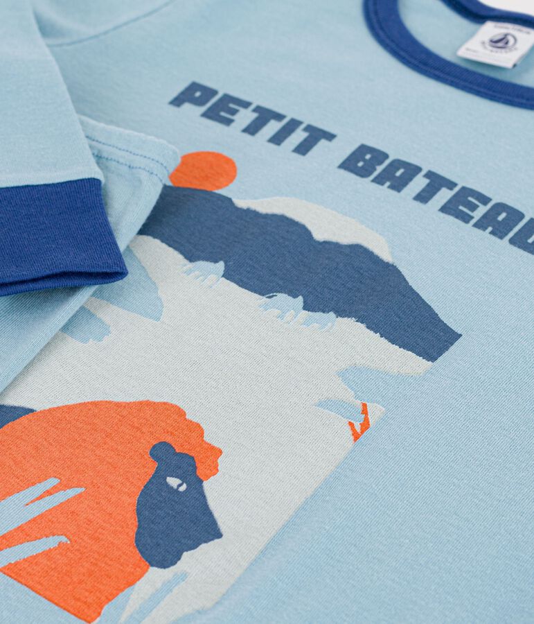 Pigiama bambino in cotone tinta unita con motivo savana verde