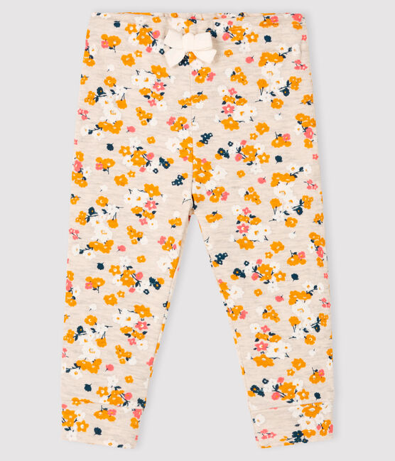 Pantalone bebè femmina in tubique beige MONTELIMAR/bianco MULTICO