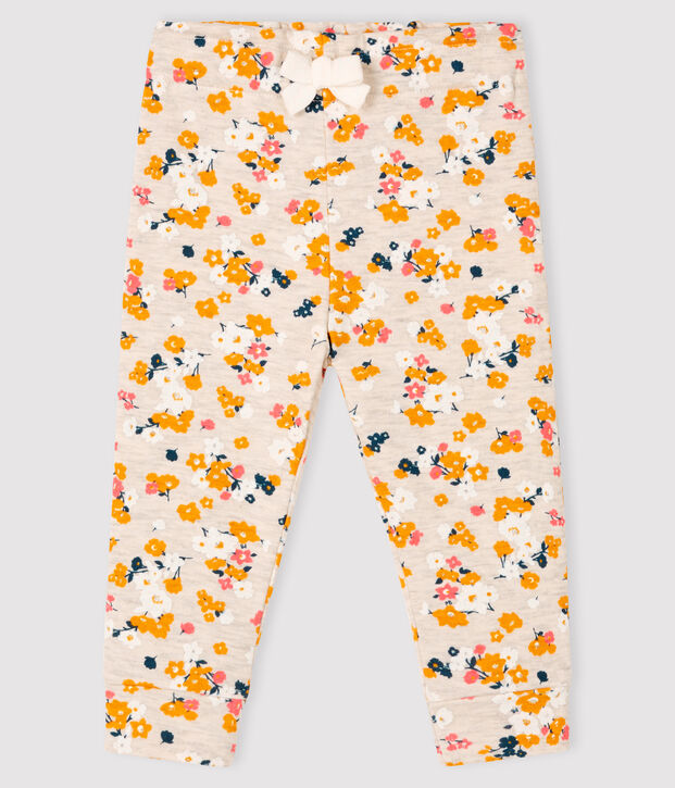 Pantalone beb&egrave; femmina in tubique beige/multicolore