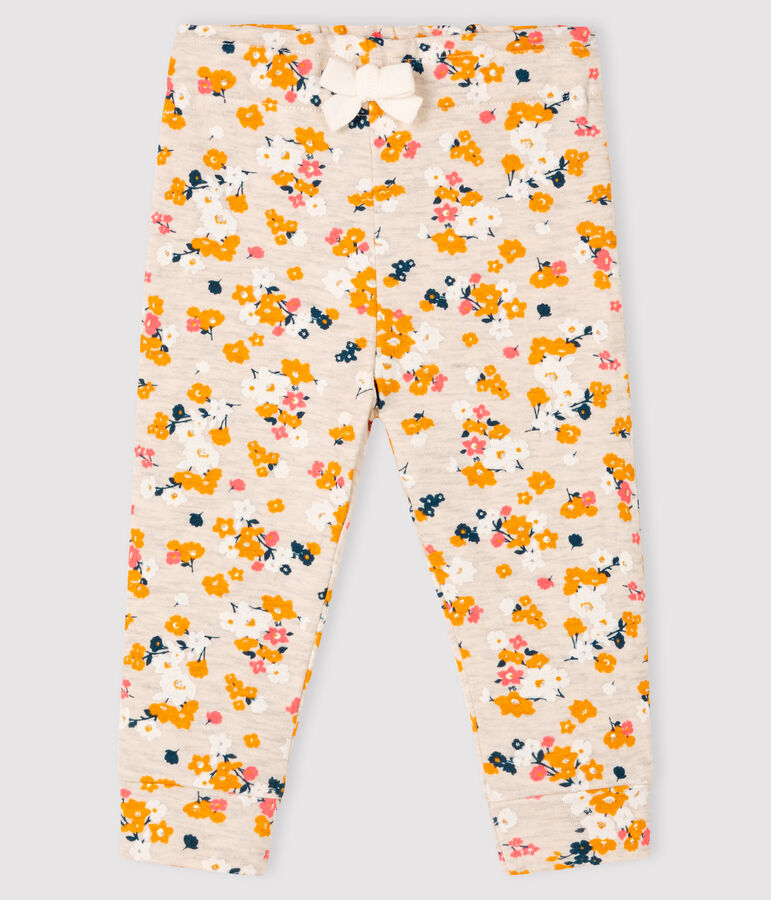 Pantalone beb&egrave; femmina in tubique beige/multicolore