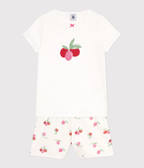 Pigiama corto in cotone con stampa di frutti bambino bianco MARSHMALLOW/bianco MULTICO