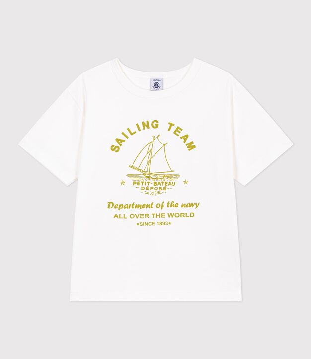 T-shirt a maniche corte in cotone bambina bianco