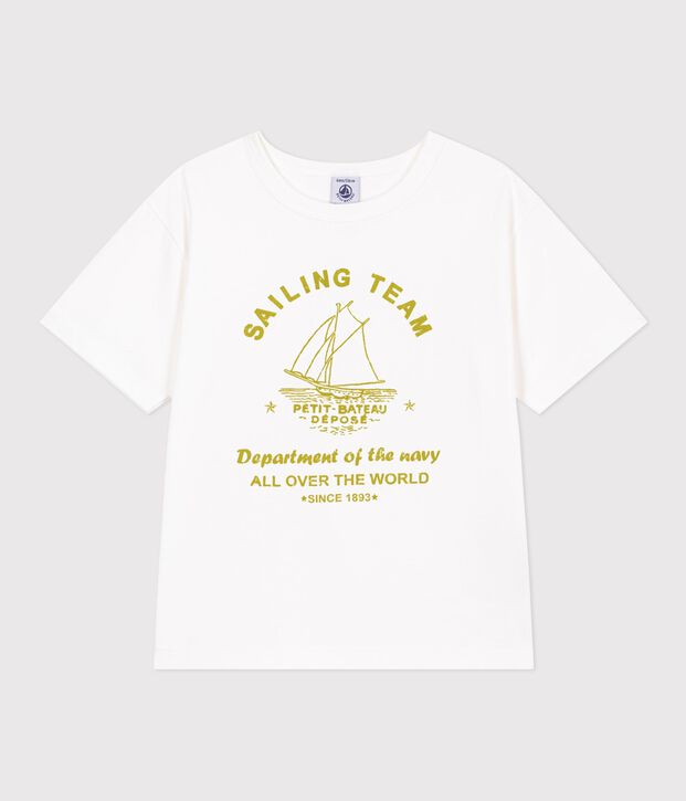 T-shirt a maniche corte in cotone bambina bianco