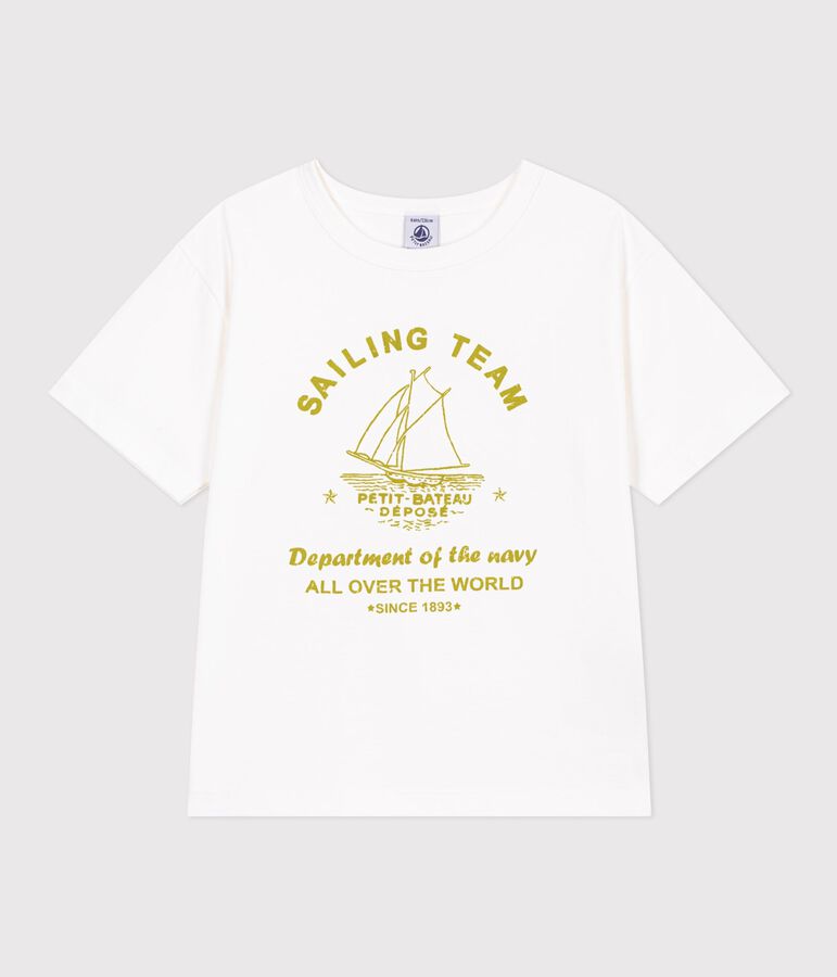 T-shirt a maniche corte in cotone bambina bianco MARSHMALLOW