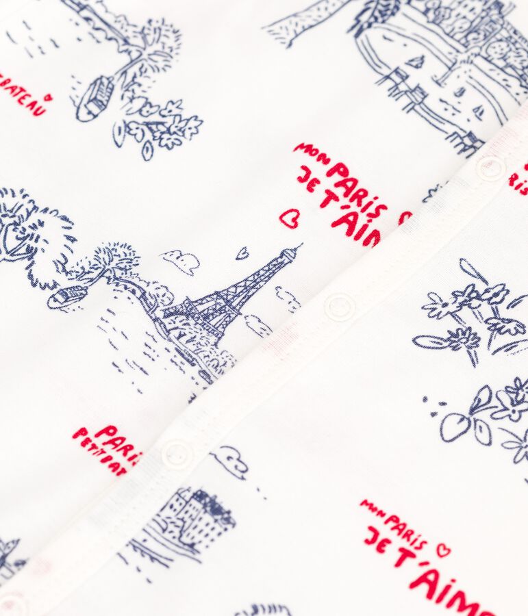 Tutina corta beb&egrave; in cotone Paris bianco MARSHMALLOW/bianco MULTICO