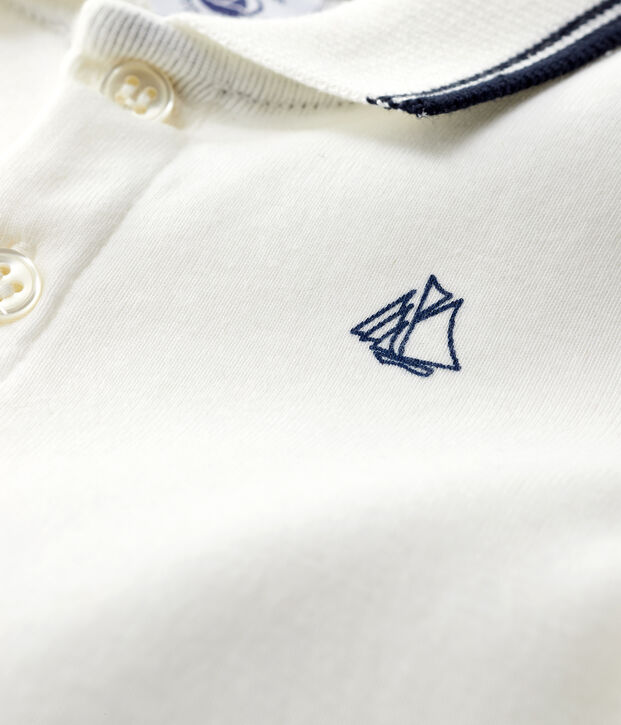 Tutina corta a polo beb&egrave; maschio bianco