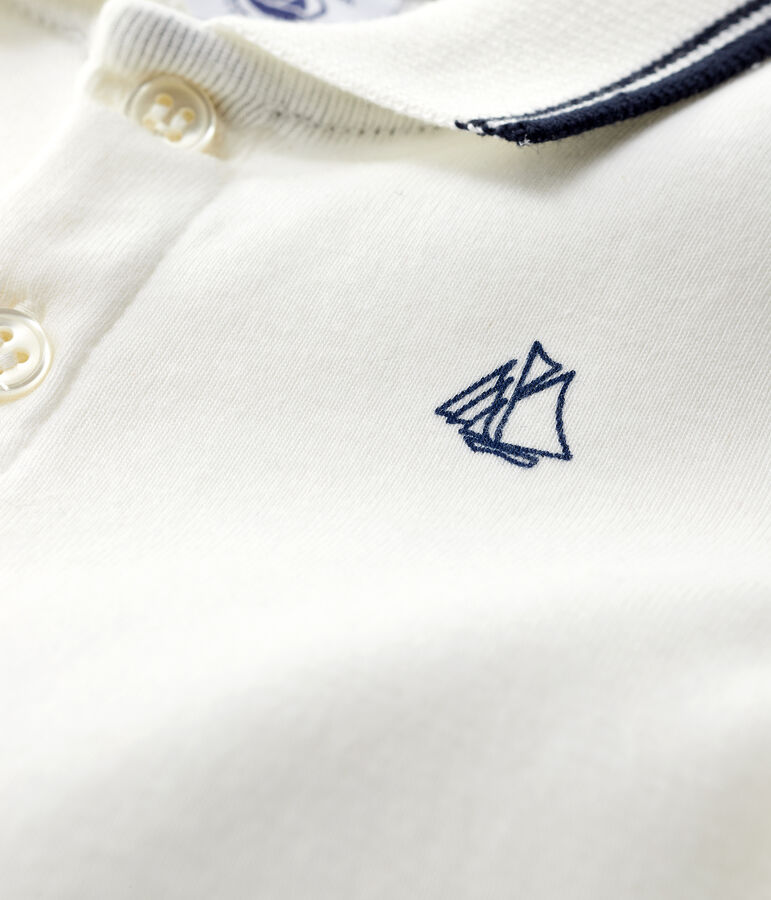 Tutina corta a polo beb&egrave; maschio bianco