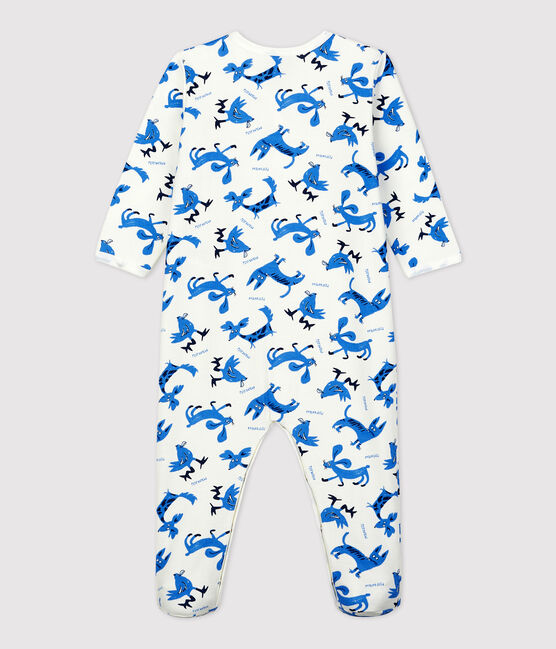Tutina pigiama bebè fantasia in molleton bianco MARSHMALLOW/bianco MULTICO