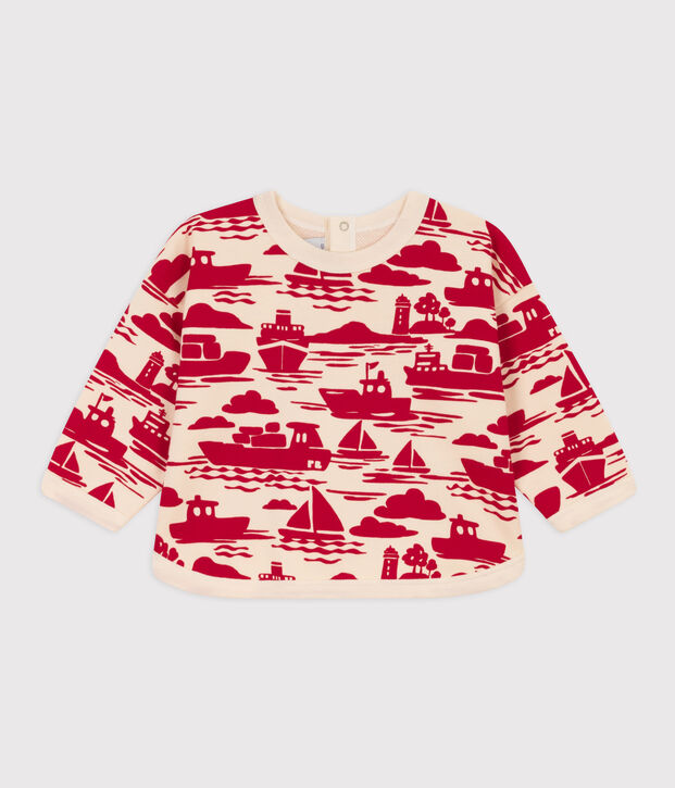 Felpa unisex ecru/rosso