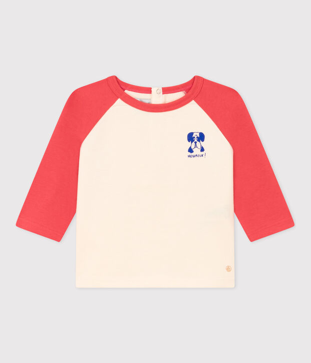 T-shirt a maniche lunghe in jersey per beb&egrave; ecru/arancione