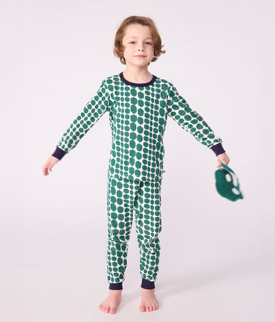 Pigiama travestimento bambino in cotone con coccodrilli stampati verde MILK/ EVERGREEN