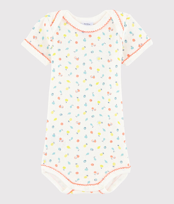 Body manica corta bebè femmina bianco LAIT/bianco MULTICO
